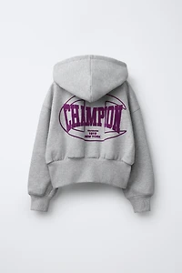CHAMPION ® X ZARA FLOCKED TEXT ZIP-UP SWEATSHIRT