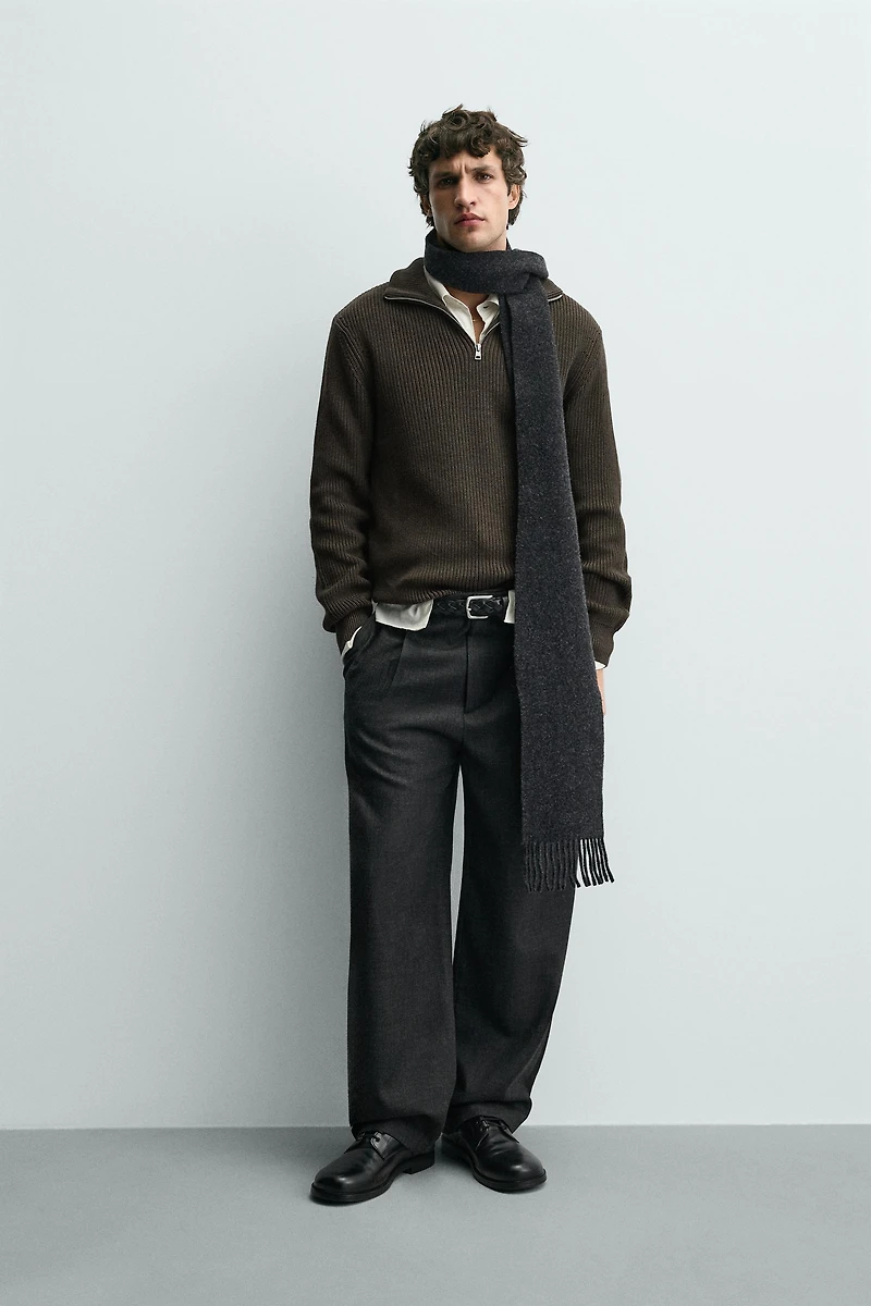 PURL KNIT ZIP-UP JUMPER