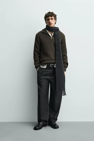 PURL KNIT ZIP-UP JUMPER