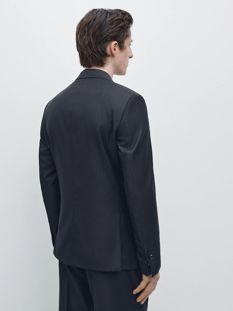 100% cool wool striped suit blazer