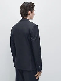 100% cool wool striped suit blazer