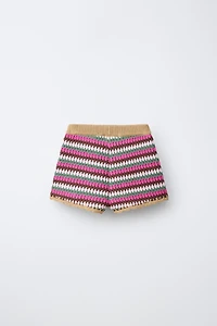 SHORT EN MAILLE CROCHET À RAYURES