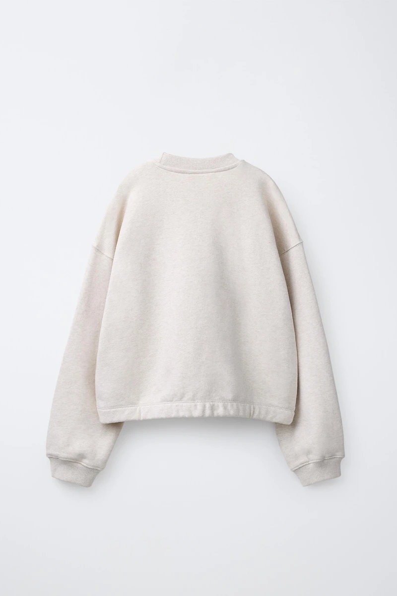 SWEATSHIRT AND PLUSH PANTS SET WITH TEXT PRINT