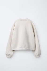 SWEATSHIRT AND PLUSH PANTS SET WITH TEXT PRINT
