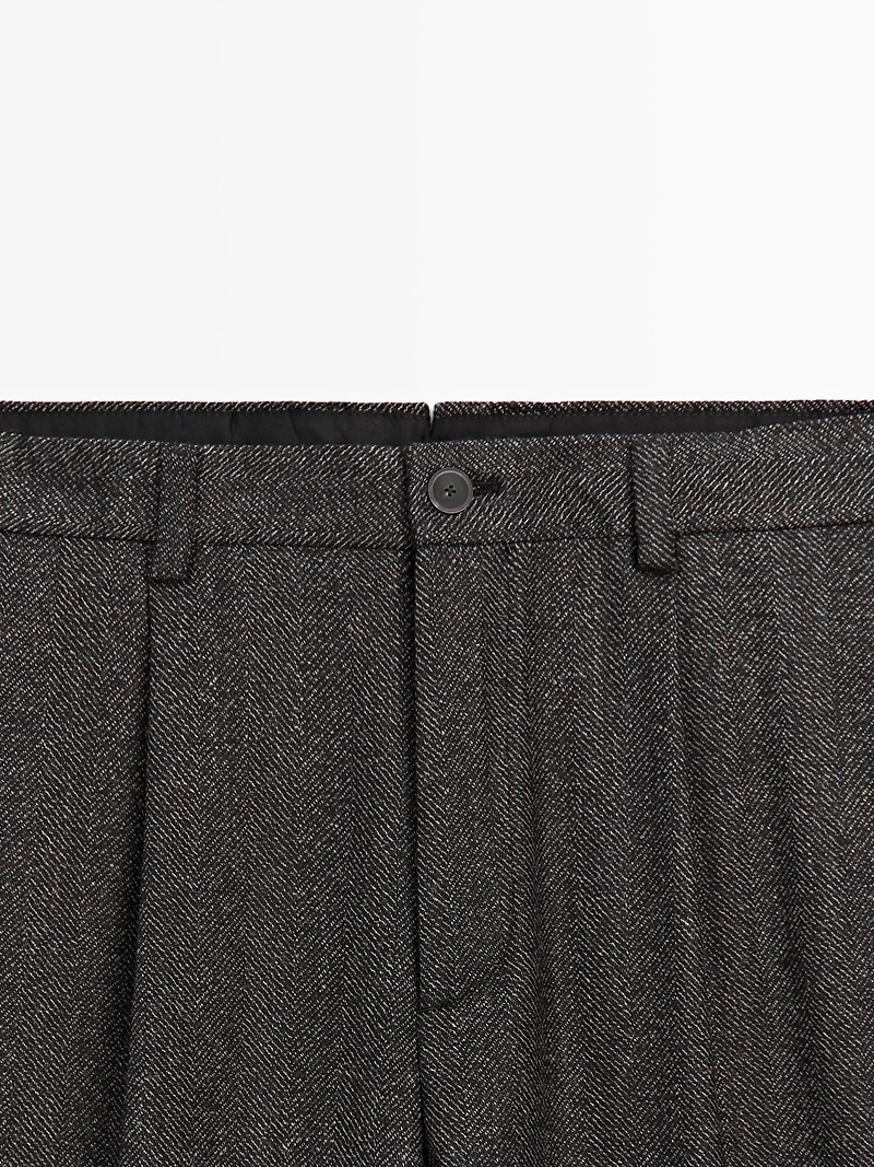 Herringbone wool blend trousers - LIMITED