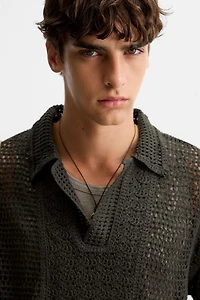 CROCHET TEXTURED POLO SHIRT