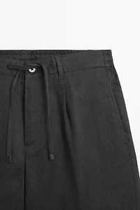 Linen co-ord elastic waist Bermuda shorts