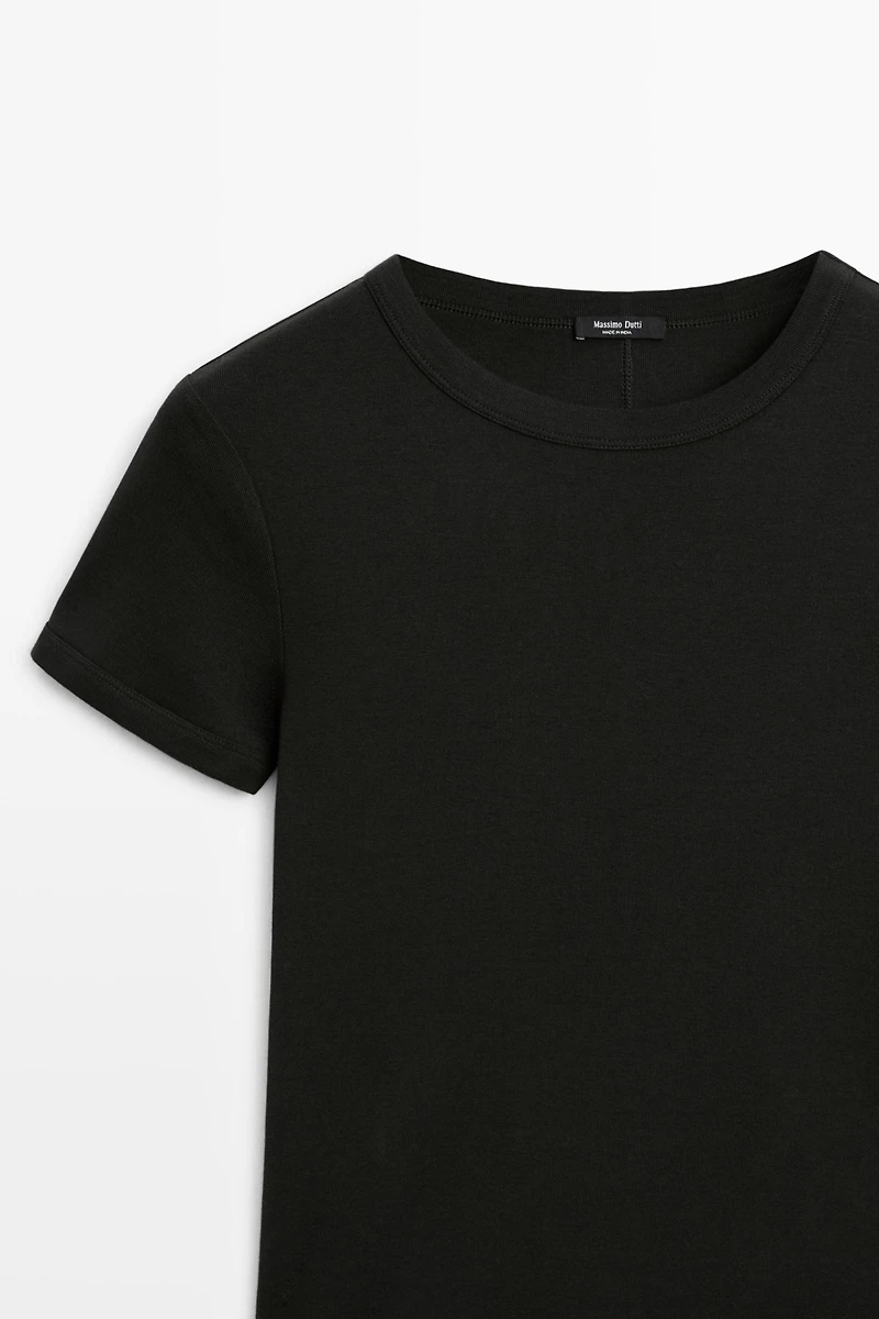 Ribbed short sleeve T-shirt