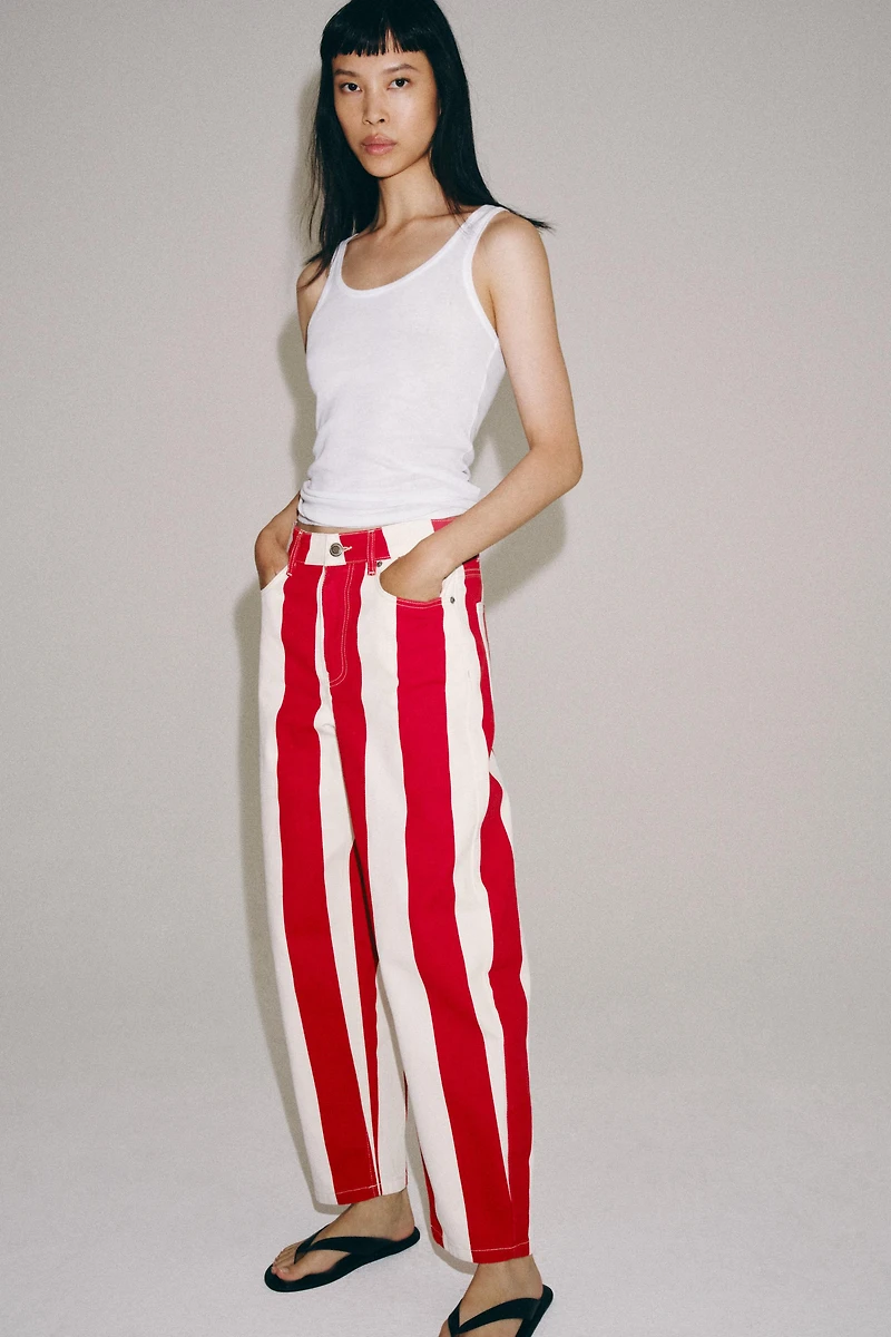 ZW COLLECTION MID-RISE TAPERED STRIPE JEANS
