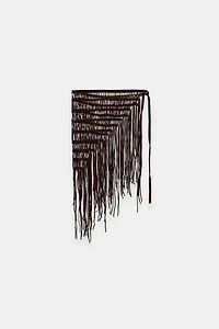 100% LEATHER FRINGED CROCHET BELT