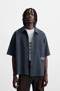 EMBROIDERED TEXTURED OVERSHIRT