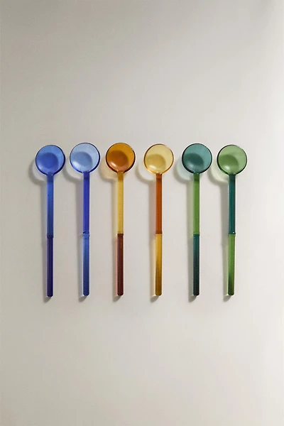 MULTICOLOUR BOROSILICATE GLASS ICE CREAM SPOONS (PACK OF 6)