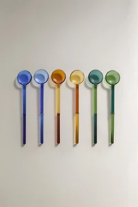 MULTICOLOUR BOROSILICATE GLASS ICE CREAM SPOONS (PACK OF 6)