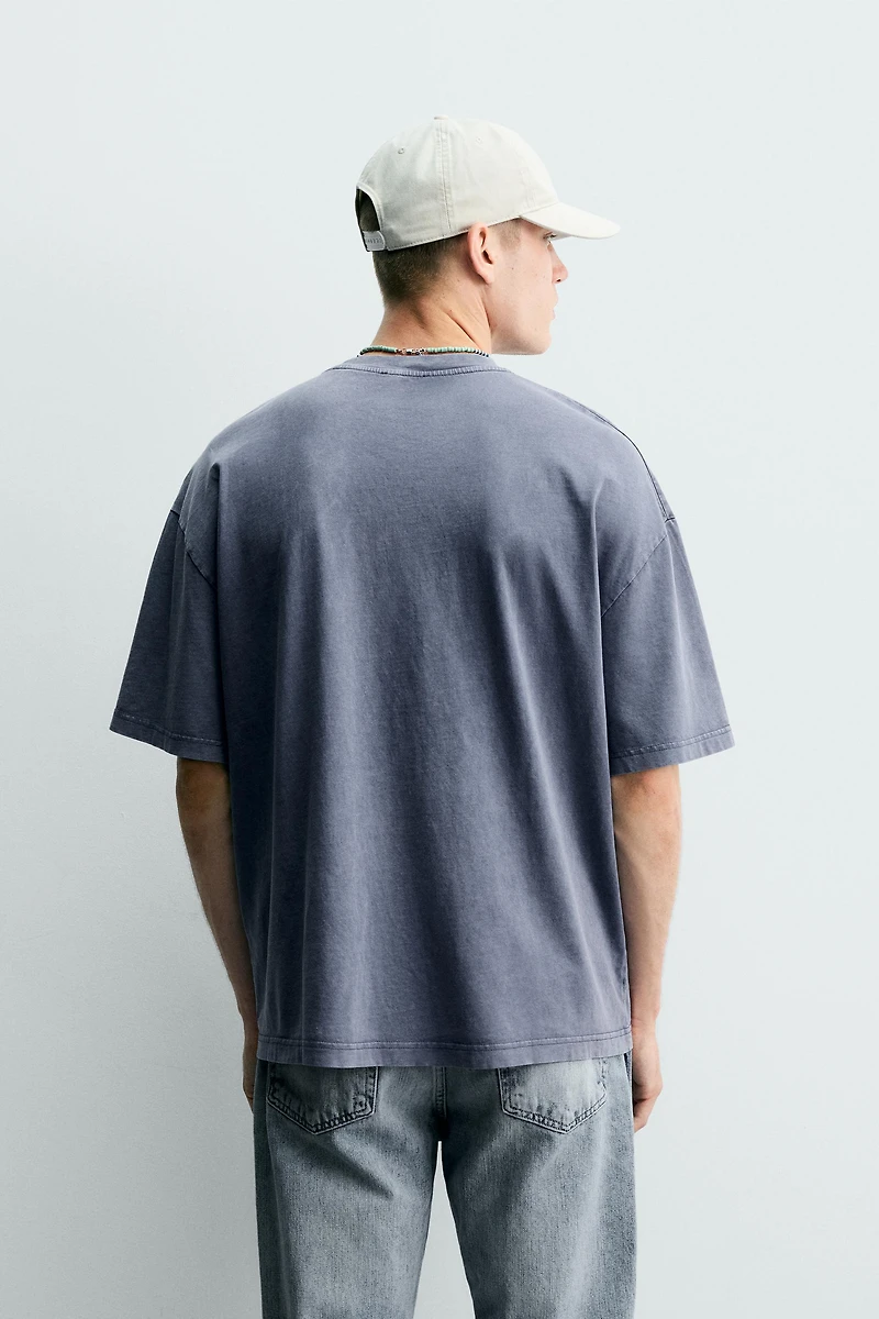 WASHED PRINTED T-SHIRT WITH STUDS