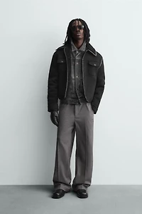 DOUBLE FACED FAUX SUEDE JACKET