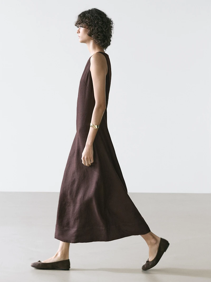 Linen halter midi dress
