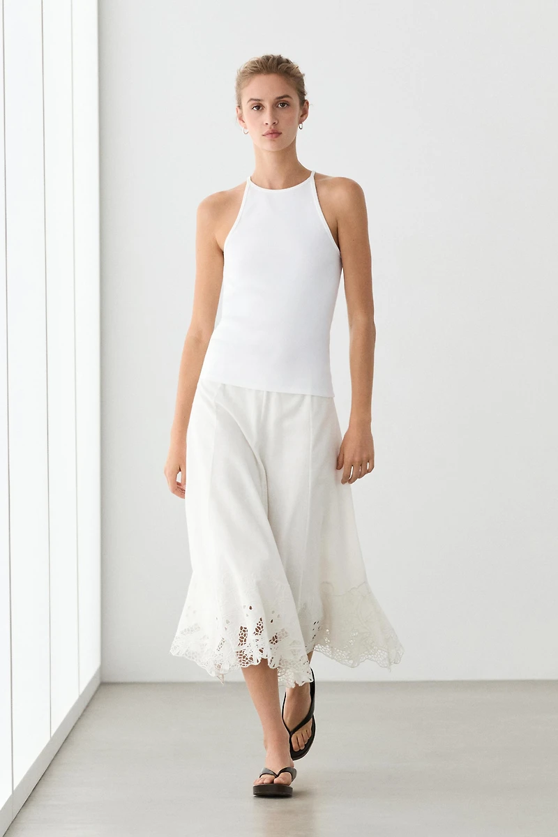 Top encolure américaine en coton mélangé