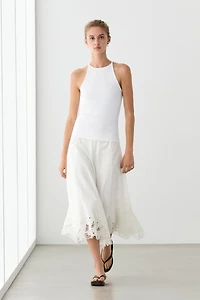 Top encolure américaine en coton mélangé