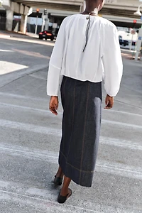 Z1975 BELTED DENIM MIDI SKIRT