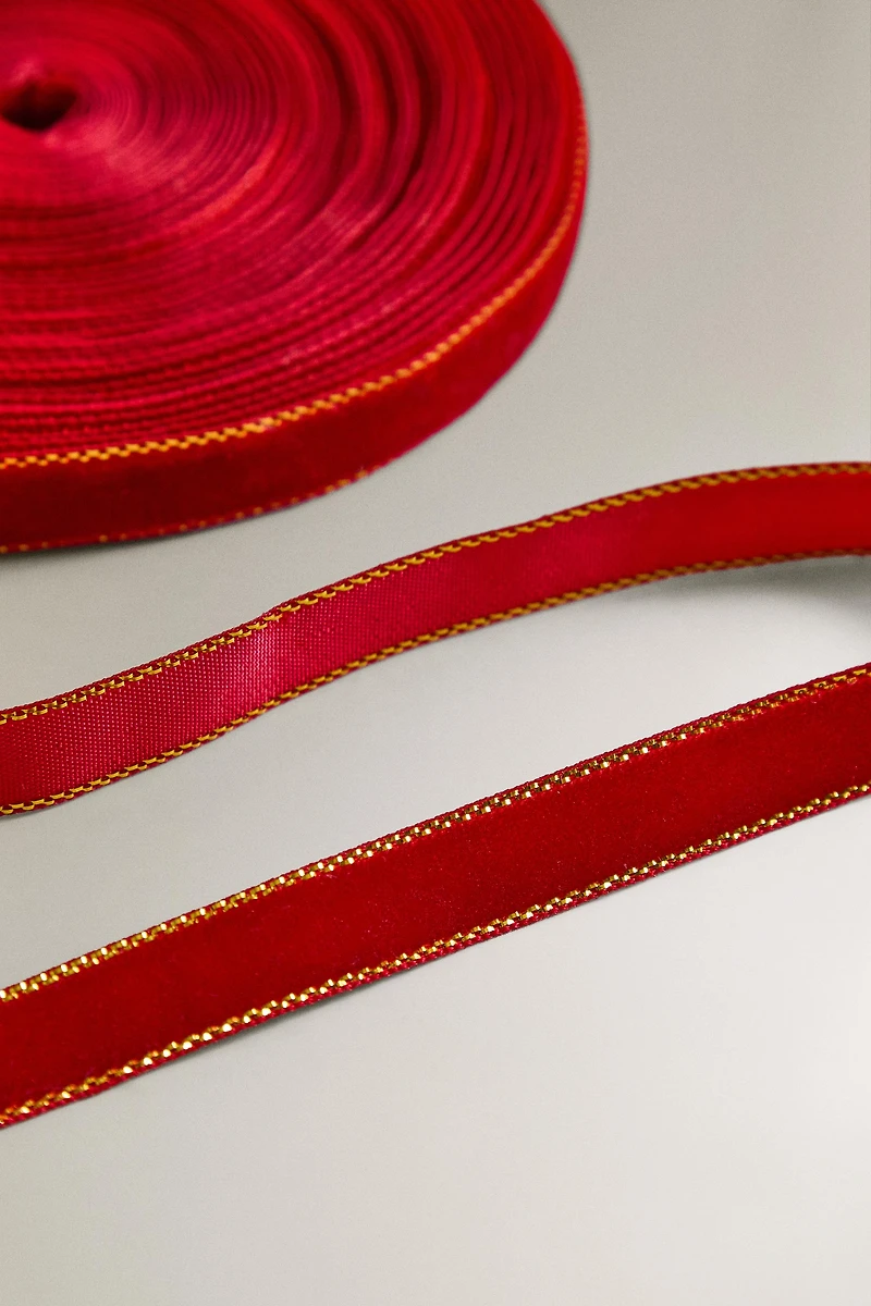 CHRISTMAS GIFT RIBBON WITH METALLIC EDGE