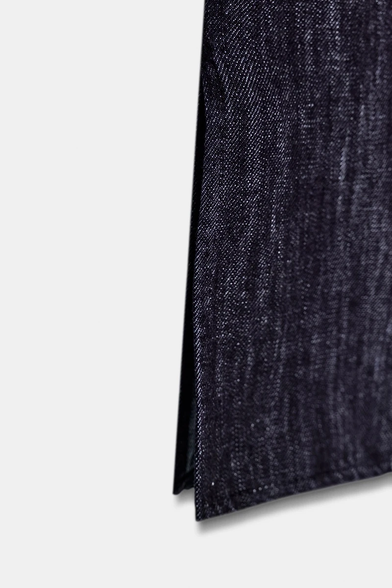 FAUX DENIM BUSTIER TOP