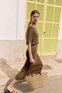 BELTED KNIT MIDI DRESS