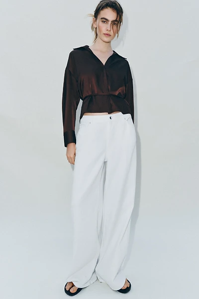 BELTED SATIN EFFECT BLOUSE