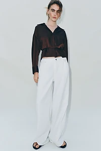 BELTED SATIN EFFECT BLOUSE