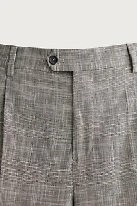 PANTALON DE COSTUME À CARREAUX ET PLIS EN LAINE