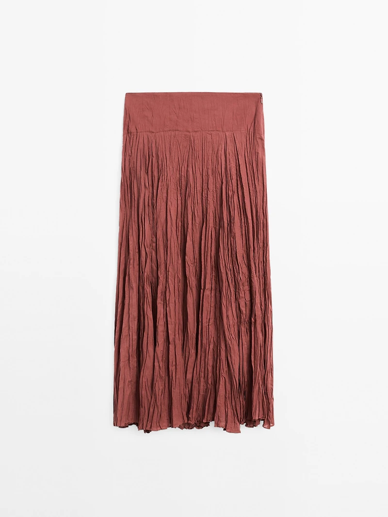 Long 100% cotton pleated skirt