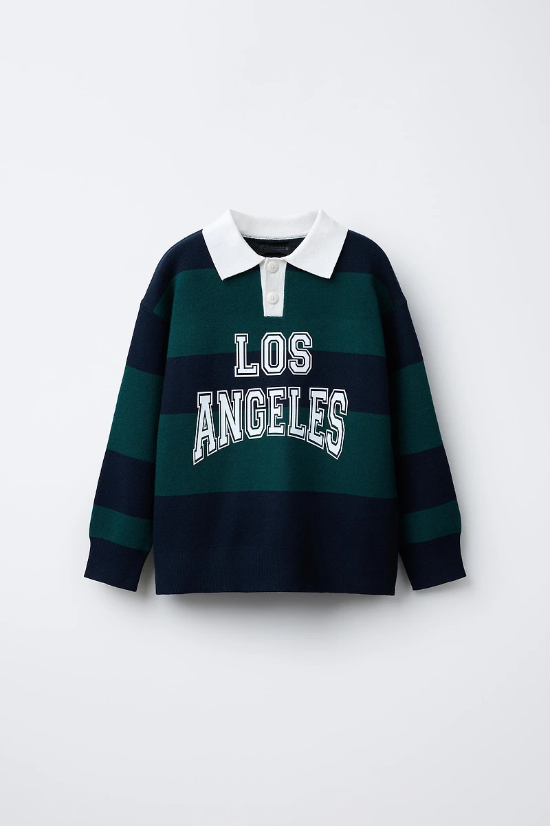 PULL POLO EN MAILLE VARSITY À RAYURES