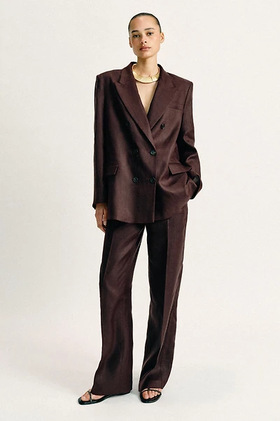 100% LINEN STRAIGHT LEG PANTS