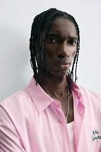 COMBINATION TEXT STRIPED SHIRT