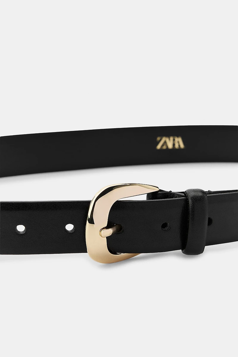 OVAL BUCKLE LEATHER BELT