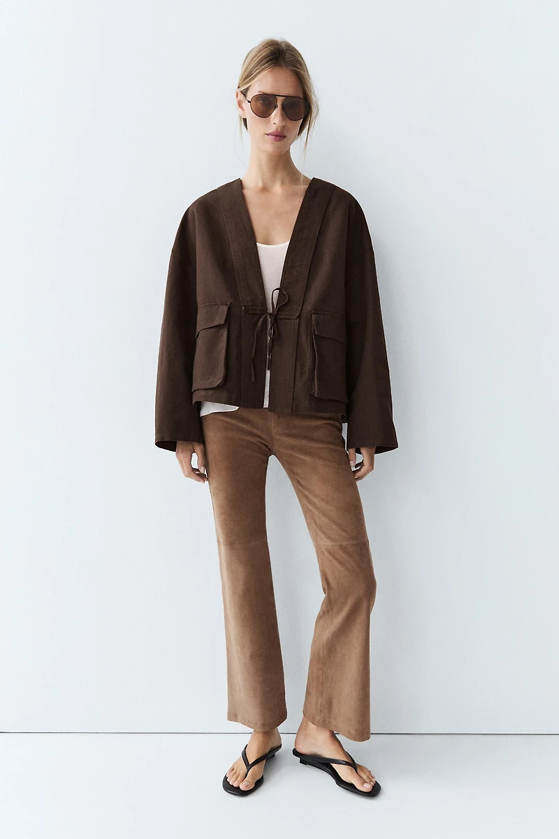 Cotton and linen pocket kimono