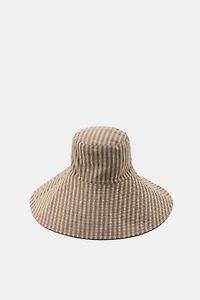 BONNET 100% LIN RAYÉ RÉVERSIBLE