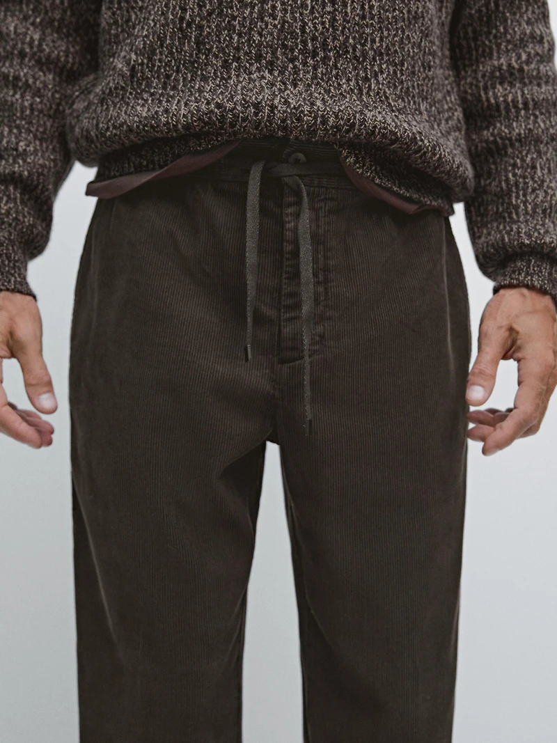 Corduroy jogger fit trousers