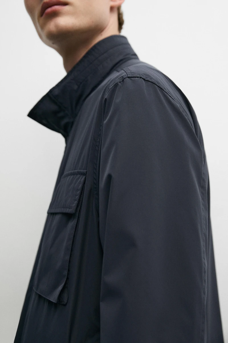 Technical fabric jacket with pocket details