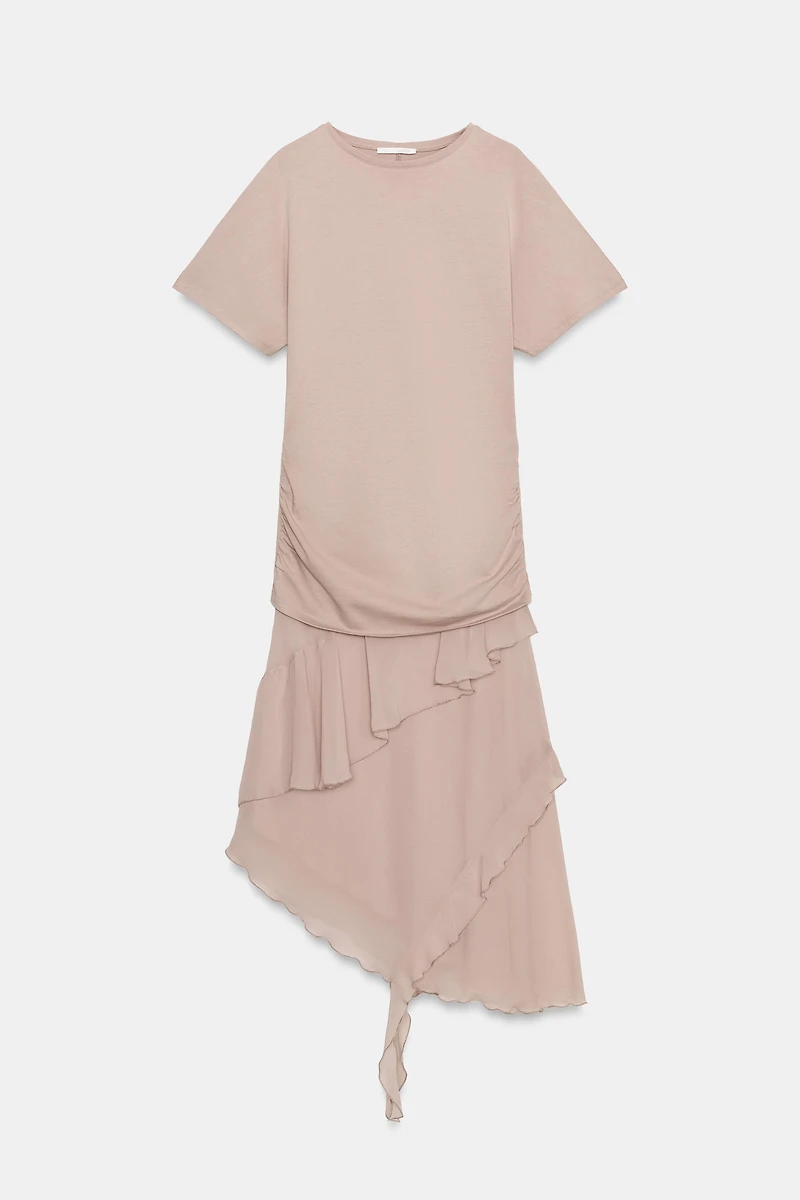 RUFFLED COMBINATION DRESS