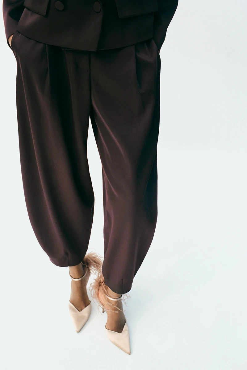 SATIN TAPERED PANTS