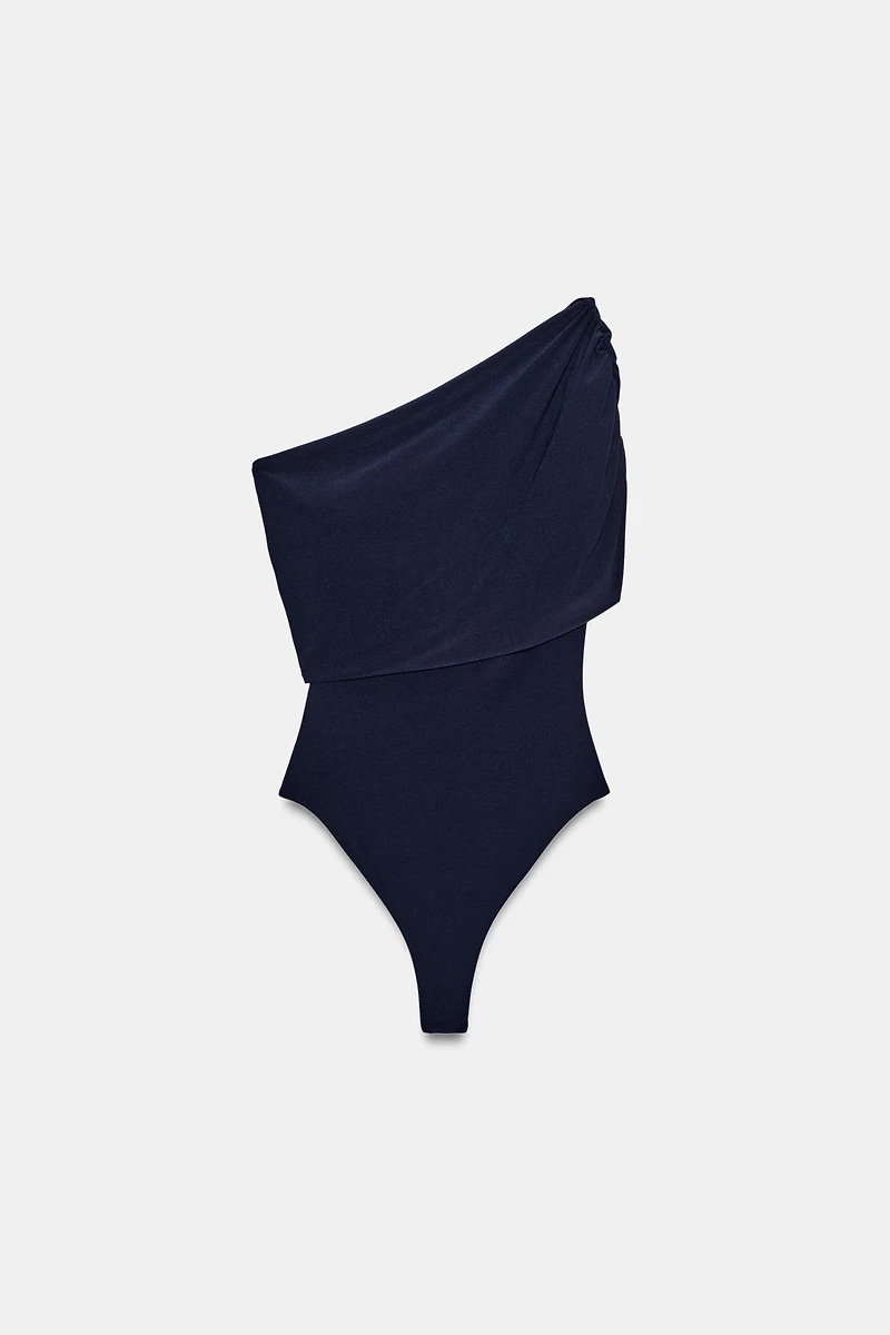 ASYMMETRIC RUCHED BODYSUIT