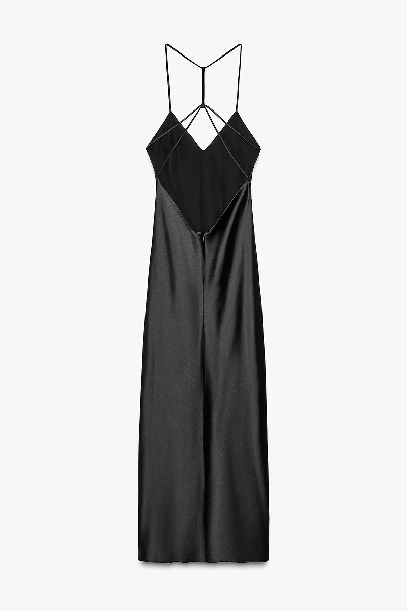 SATIN MIDI DRESS WITH STRAPPY BACK