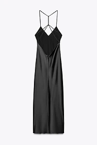 SATIN MIDI DRESS WITH STRAPPY BACK