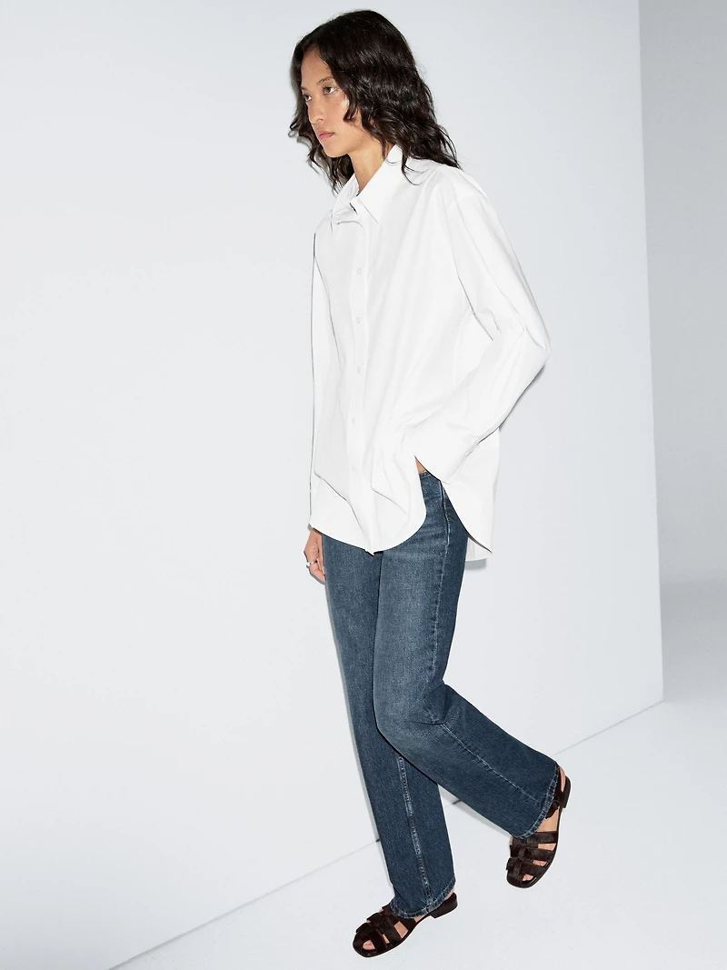 Long 100% cotton poplin shirt