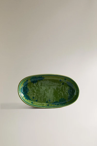 PLAT GRÈS OVALE FLEURS