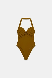 DRAPED HALTER BODYSUIT