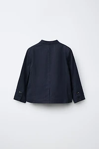 LINEN MANDARIN COLLAR SUIT JACKET