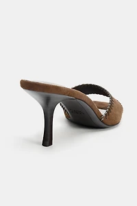 TOPSTITCHED HEEL MULES