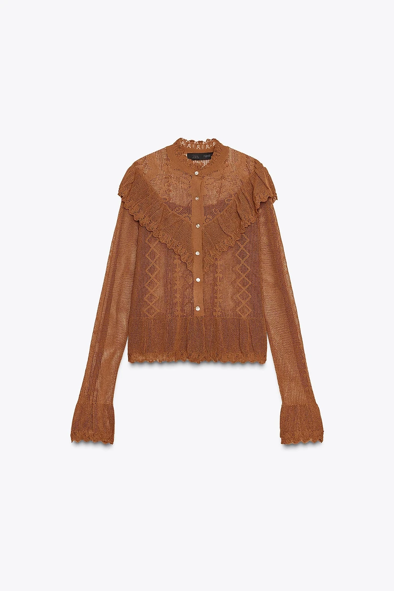 GILET ROMANTIQUE EN MAILLE POINTELLE