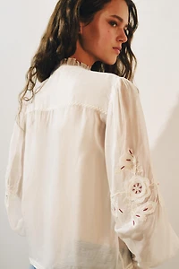 ZW COLLECTION EMBROIDERED ORGANZA SHIRT